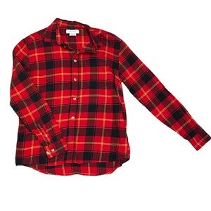 Urban Outfitters Red & Black 100% Cotton Flannel Button Down